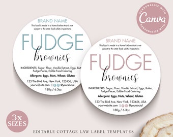 Cottage Law Label Template CANVA Editable, 3 SIZES Bakery Food License Circular Sticker, Minimal Printable Thank You Cottage Industry MMC001