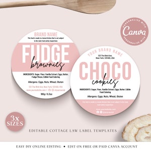 CANVA Cottage Law Label Template, 3 SIZES Bakery Food License Editable Circular Sticker, Minimal Printable Thank You Cottage Industry PDC001