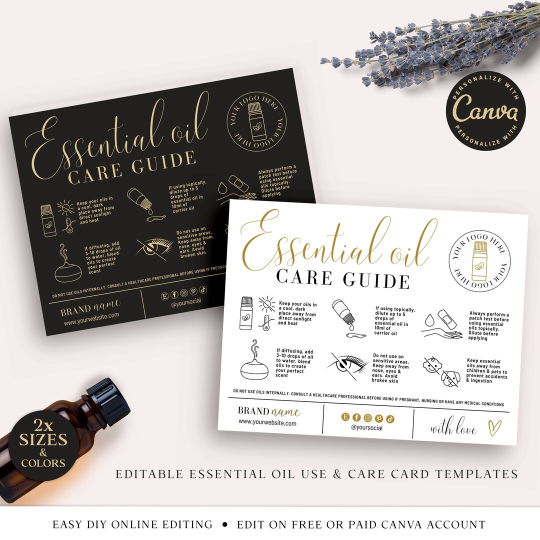 Essential Oil Care Guide CANVA Editable Template, Minimal DIY Essential ...