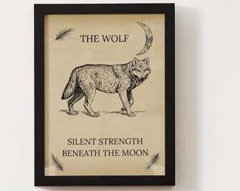 Vintage Wolf Art Print: Rustic Wildlife Illustration (Digital Download)