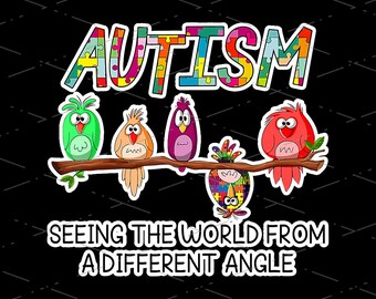 Autism and owl, Seeing The World From A Different Angle Autism Awareness Day Owl Lover Puzzle piece Spectrum, Sublimation Designs, PNG file