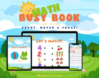 Printable Math Busy Book for Kids, Learn Numbers up to 10, Count, Match, Trace and Guess, Learning materials for Kids, Pre-school Activities