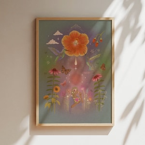 Nature Healing Fine Art Print Mystical Feminine Energy Artwork Spiritual Illustration Tropical Handmade Painting Psychedelic Folk Artist image 1