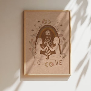 Die Liebenden Tarot Kunstdruck Liebe Kunstwerk Soulmates Illustration Volkskunst Hochzeitsgeschenk Zwillingsflamme Wahre Liebe Handgemachtes Gemälde Heilen Künstler