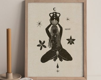 Divine Feminine Art Print Goddess Poster Healing Artwork Sacred Feminine Art Spiritual Mystical Room Decor Feminine Alter Art Yoga Space