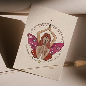 Illustration yoga citation mantra impression A6 méta prière carte postale méta papillon Mini impression mots positifs Uni Decor affirmation oeuvre cadeau