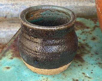 Earthy Tea Cup Japanese Mug Handmade Rustic Mug Boho Cermic Cup for Tea Coffee Wonky Pot Handmade Mug Rustic Copper Green Glaze Organic Mug