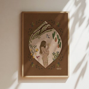 Boho Arte Impresión Nueva Mamá Regalo Cartel Earthy Room Decor Naturaleza Inspirada Obra de Arte Embarazo Ilustración Arte Espiritual Artista Popular Visionario