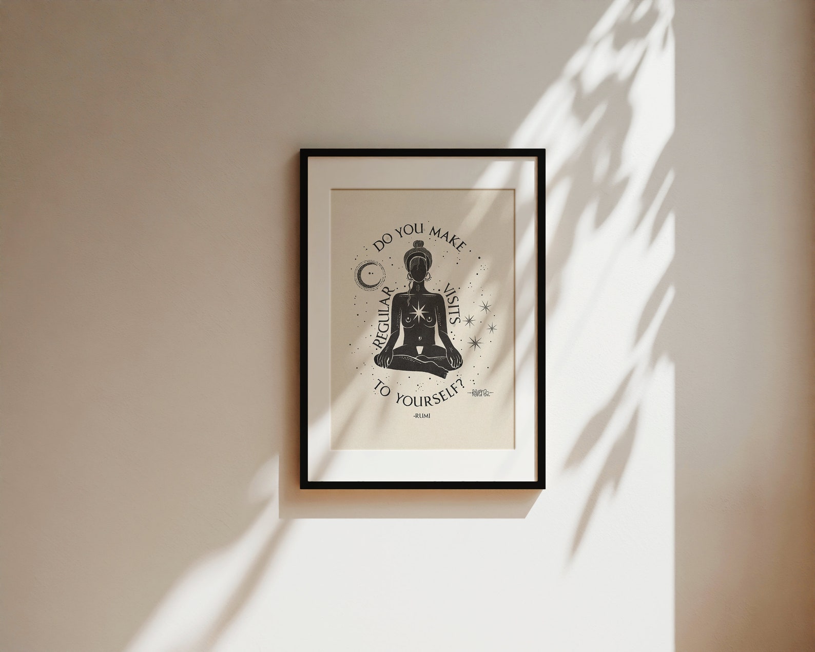 Meditation Poster Spiritual Quote Poster Rumi Art Print Yoga Pose Wall ...