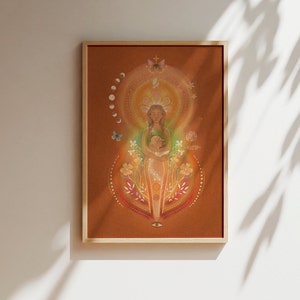 Inneres Kind Heilung Kunstdruck Handgemacht spirituelle Kunst Mutter Tochter Illustration Visionär Folk Kunstwerk Bunt Raum Dekor Geschenk