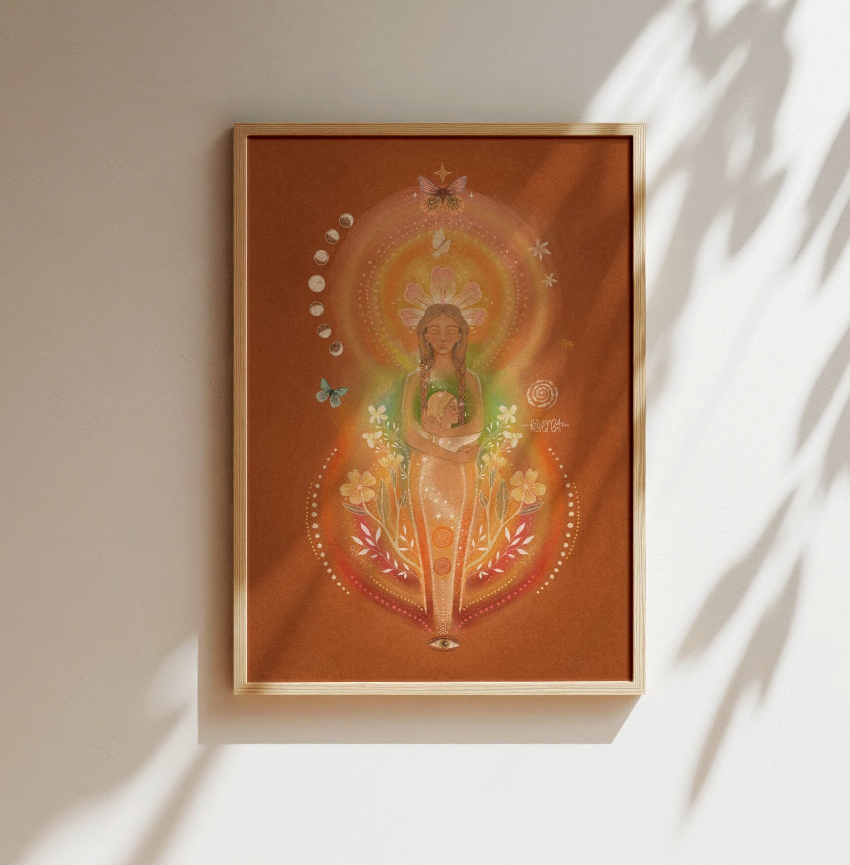 Inner Child Healing Fine Art Print Handmade Spiritual Art Mother Daughter Illustration Visionary Folk Artwork Colourful Room Decor Gift