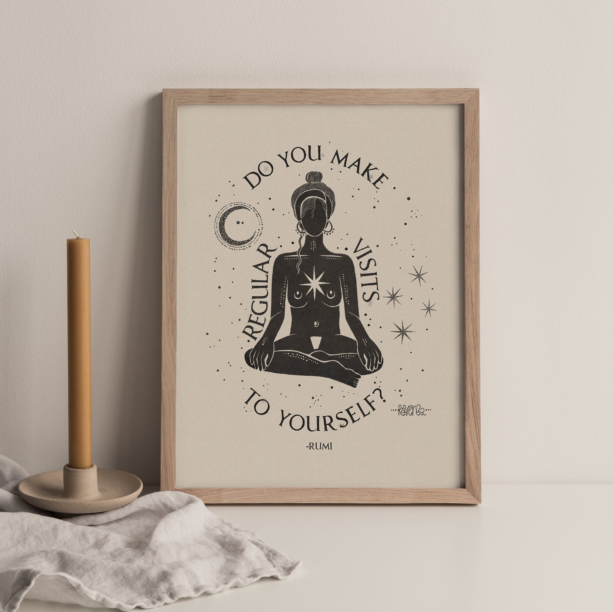 Meditation Poster Spiritual Quote Poster Rumi Art Print Yoga Pose Wall ...