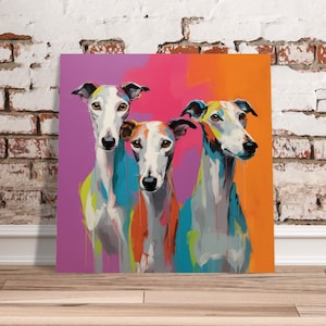 Trio - Whippet-Greyhound-Sighthound-POSTER-Wall Art