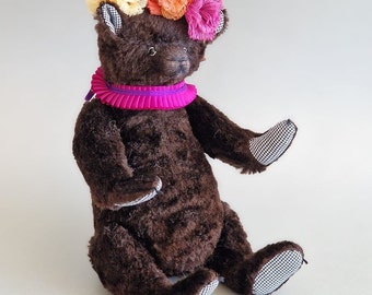 Handcrafted Artist Teddy Bear, OOAK bear Brown bear, Size 26cm 10", gift, collectible teddy, stuffed animals, memory bear toy, cute bear toy