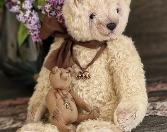 Ours en peluche d'artiste fabriqué à la main, taille 16,9 43 cm, peluches, nounours OOAK, cadeau de fête des mères, style vintage, ours en mohair, ours traditionnel