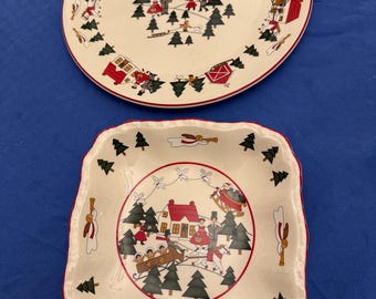 Vintage Cake Plate  by Mason's  Christmas Village pattern discontinued. England