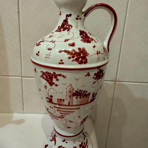Caraffa anfora Deruta con decori rossi. Vintage Deruta pitcher with red decoration