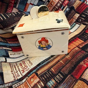 Vintage Scatola per carte da Gioco con semi e jolly di "La Colonnata" Sesto Fiorentino in ceramica, MCM anni '60.