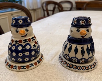 ボレスワヴィエツクリスマスポーランド陶器、スノーマンキャンドル