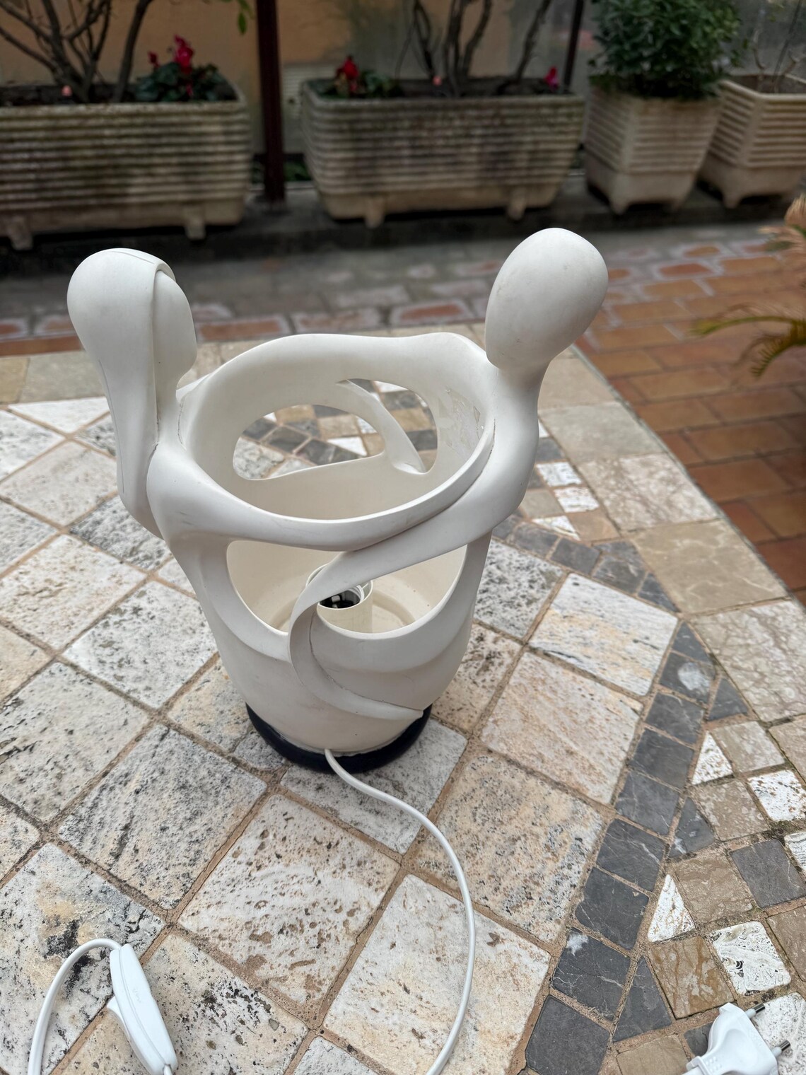 Vintage Rara Lampada da tavolo "Amanti" Bongelli Preziosi in Marmorino bianco, foto 2 di 5