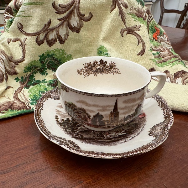 Vintage Johnson Bros Old Britain Castles cup and saucer in brown or multicolor. Excellent conditions as new. Tazza te Johnson Bros marrone
