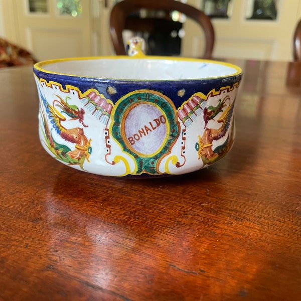 Antique Focaccia and Melandri Cup 1925. Broth or breakfast cup with name (Bonaldo). Tazza colazione Focaccia e Melandri, 1925  nome Bonaldo.