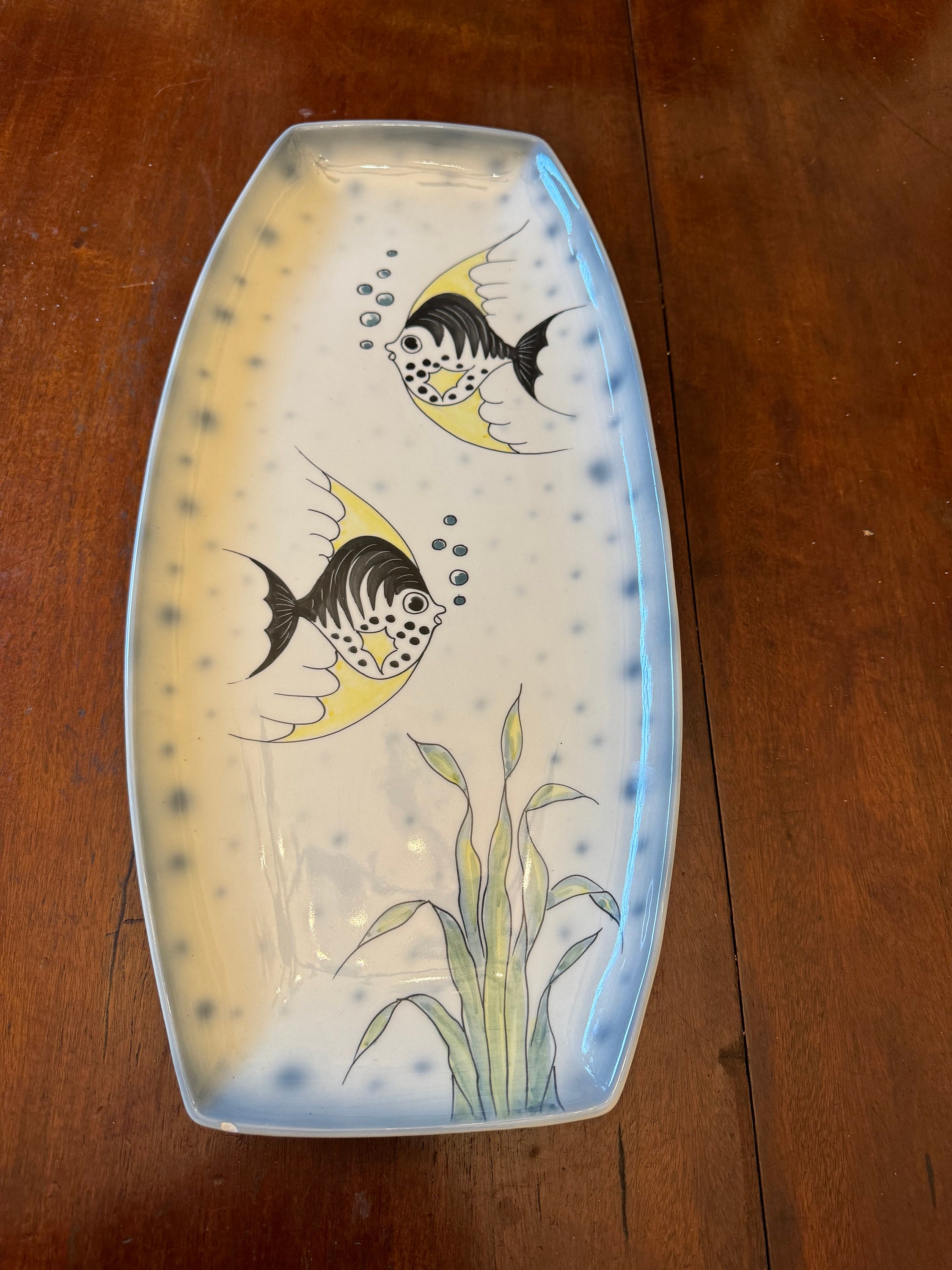 Vintage Alfa Ceramica Fish Plate, Italian Hand Painted Wall Decor