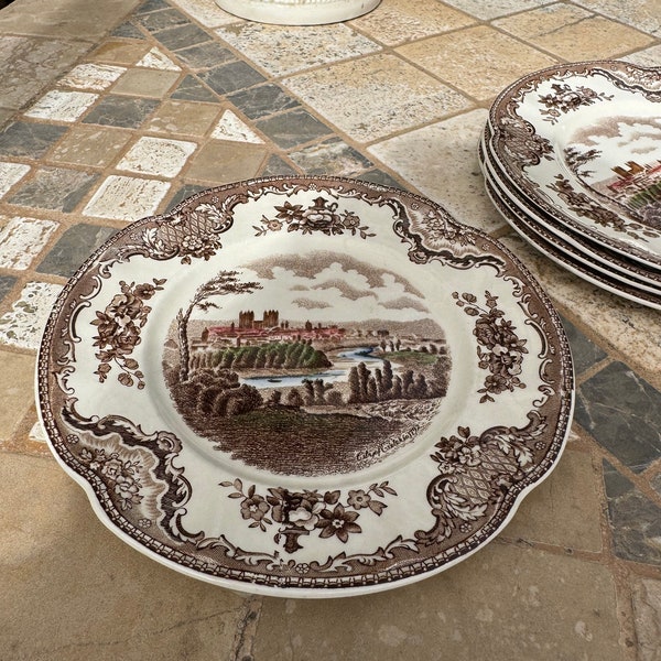 VNT 5 Johnson Bros Dessert Pie Plate Old Britain Castles Brown Multicolor Out of Stock