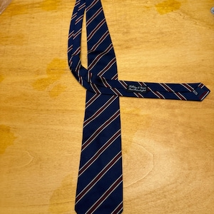 Vintage Holliday & Brown Jacquard Regimental blue red and white striped tie. Optimal conditions
