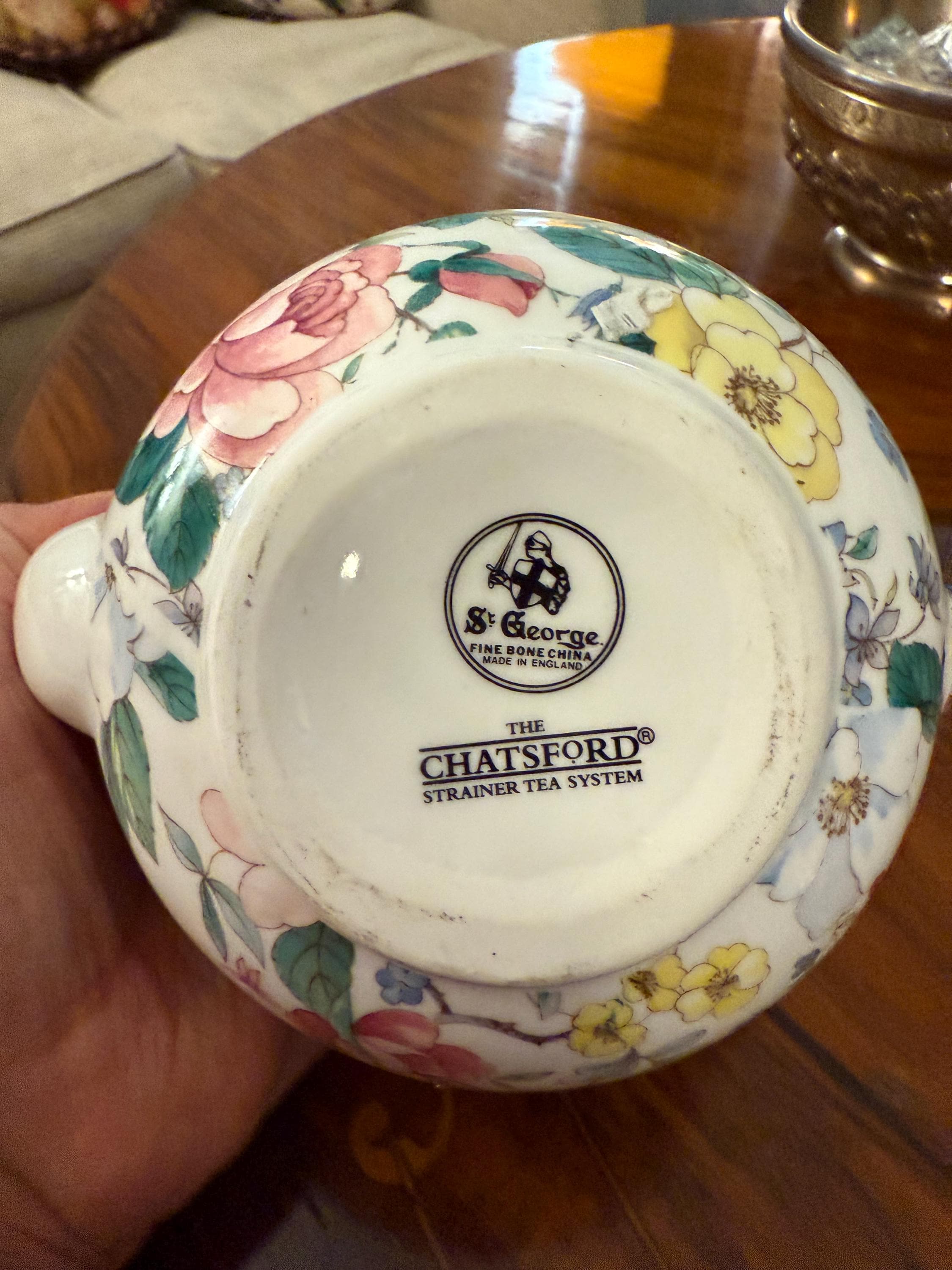 Vintage St. George Fine Bone China Teapot: English Roses Pattern 