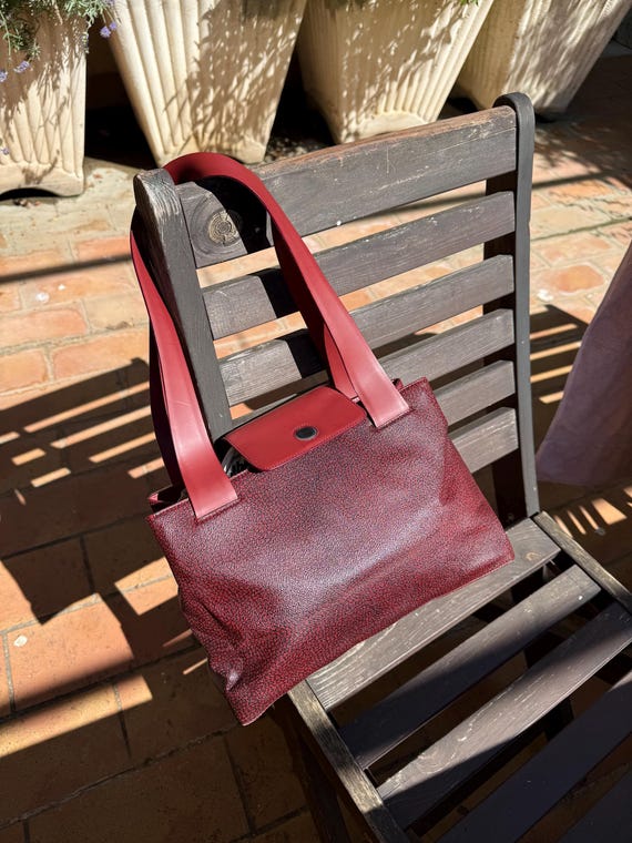 Vintage Borsa Borbonese Redwall, in Vera Pelle 30 X 20 X