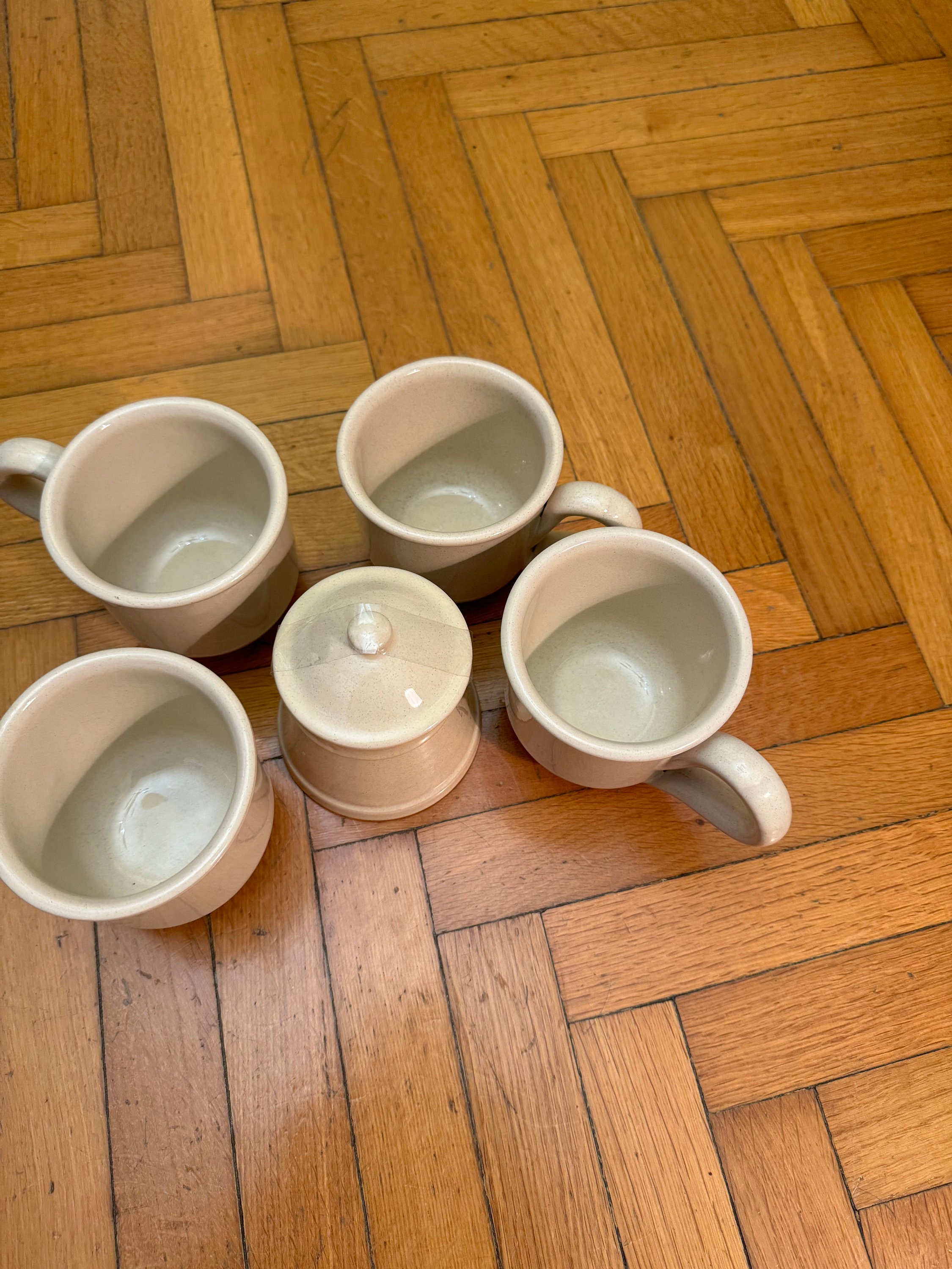 Vintage Mamma Ro 4 Cups With Sugar Bowl. Color Beige. 4 Tazze Mamma Ro ...
