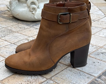Clarks Suede Ankle Boots, Brown Leather, Size 40 EU, 6.5 USA