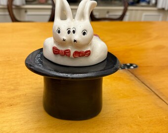Serre-Livres Lapin En Céramique Mignonne - Décoration Vintage Bibliothèque Et Bureau