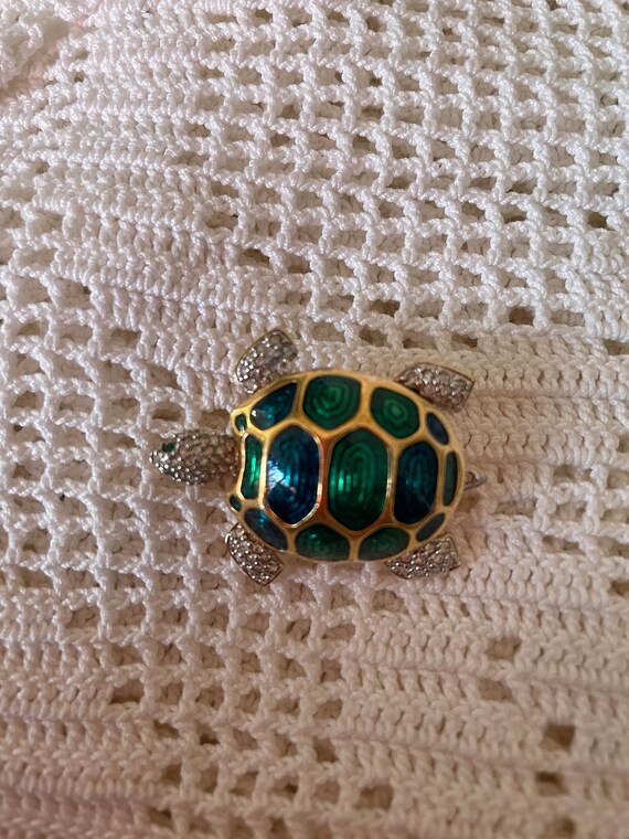 Spilla A Tartaruga Marina Con Strass - Accessorio Vintage Per Donne E Uomini, Lega Di Acciaio