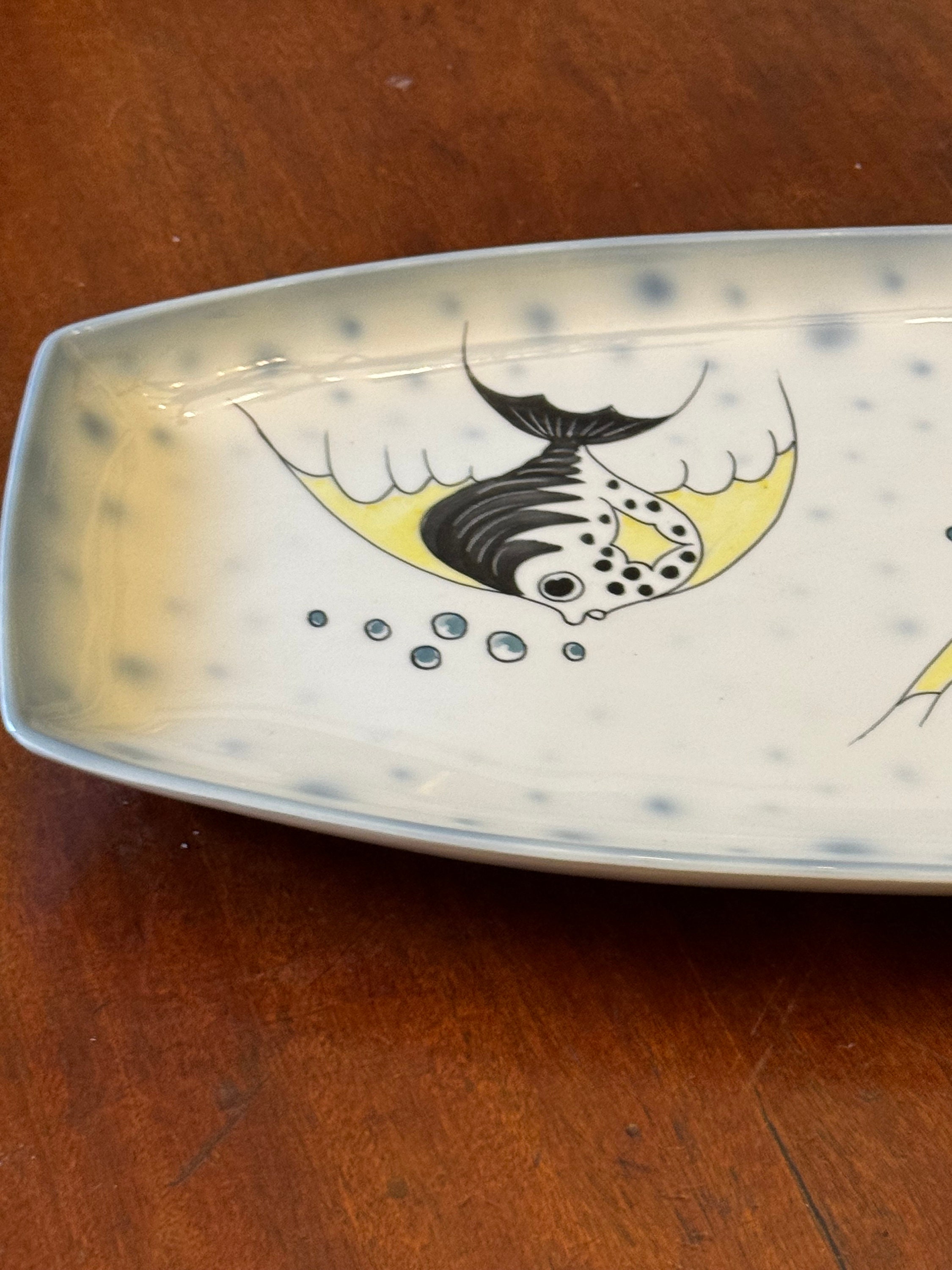 Vintage Alfa Ceramica Fish Plate, Italian Hand Painted Wall Decor