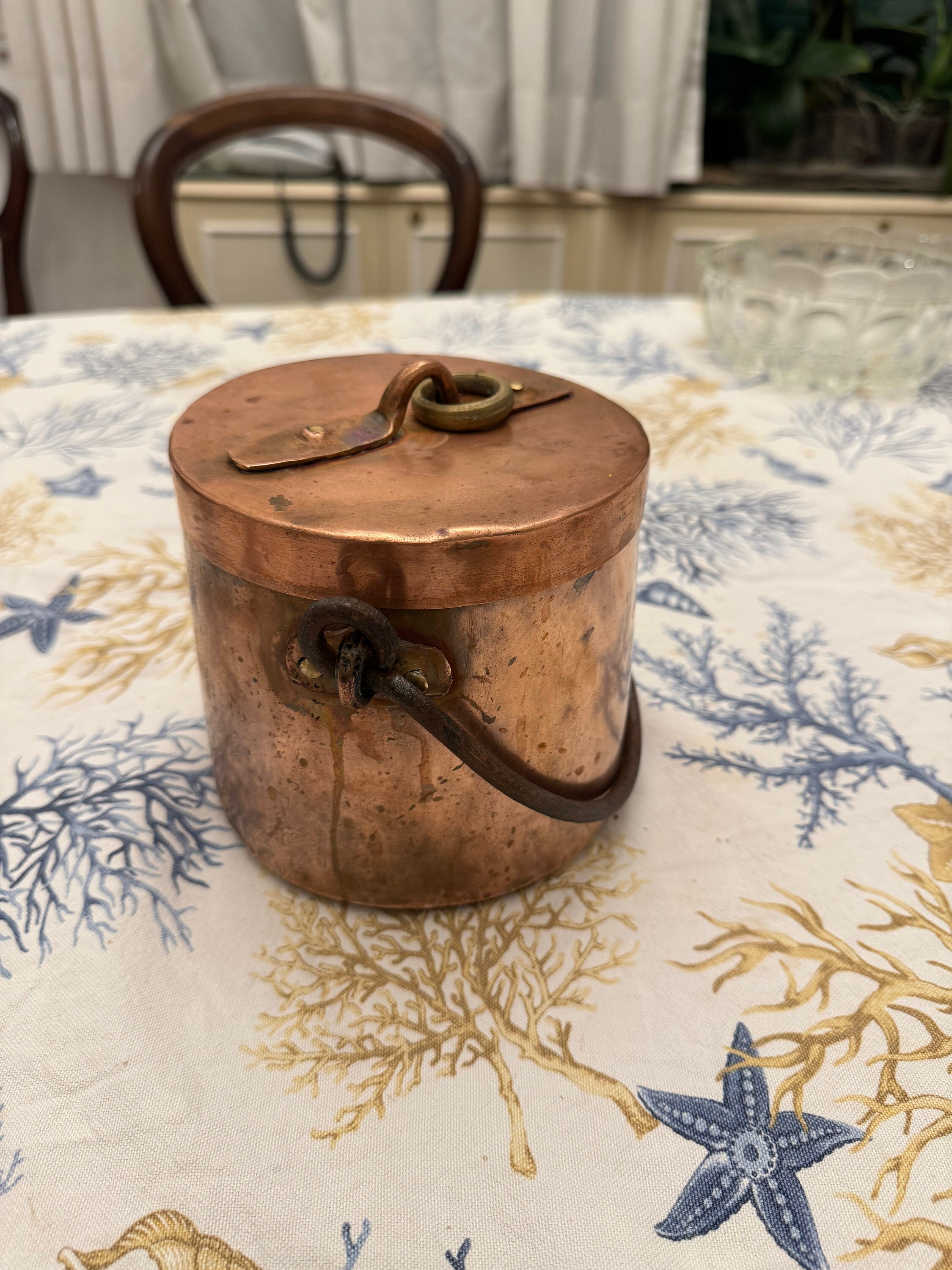 Petite Crémaillère Murale En Cuivre - Design Poisson Ovale - Vintage