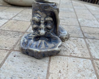 Jarrón de cerámica sarda: "Cara fea" Decoración apotropaica Stelio Mola