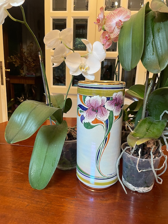 Vintage '80s Tall Ceramic Vase Gialletti Pimpinelli Deruta