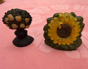 Cast Iron Doorstopper or bookend. Small. Sunflower, Fruit Tree