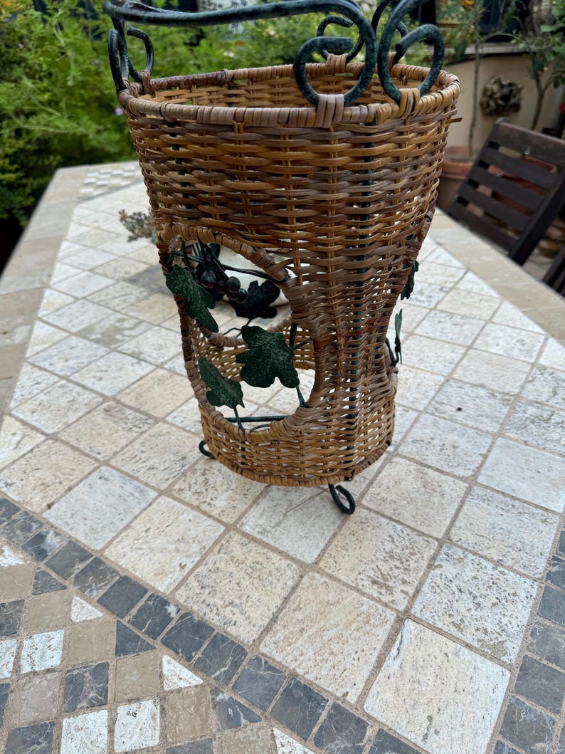 PEMAR Portaombrelli In Vimini Intrecciato A Mano - Finto Rattan Marrone - Per Interni/Esterni - 30x17x44cm - 2