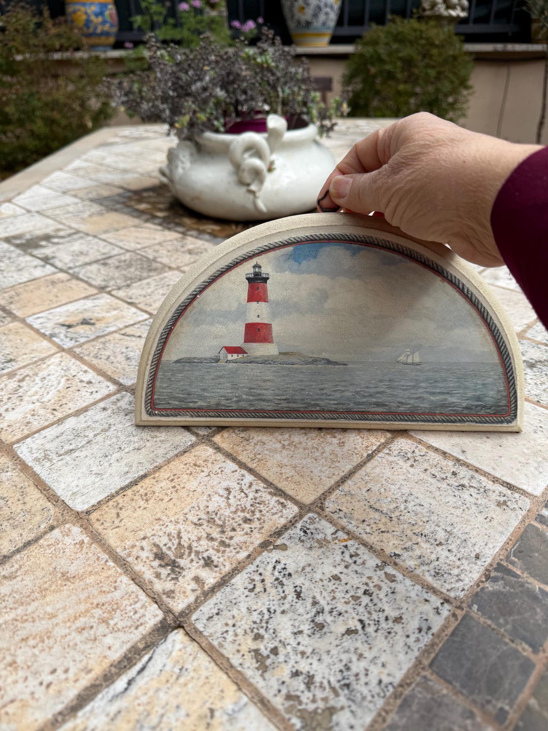 Vintage Piccolo Pannello Decorativo a Semiluna Di Arnie R. Fisk Con ...