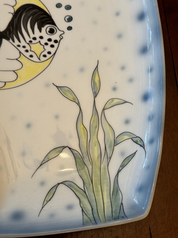 Vintage Alfa Ceramica Fish Plate, Italian Hand Painted Wall Decor