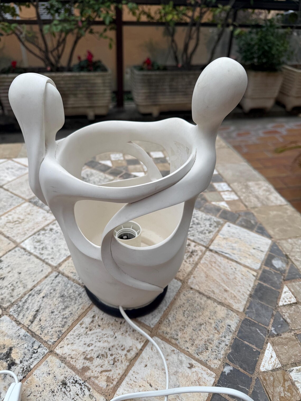 Vintage Rara Lampada da tavolo "Amanti" Bongelli Preziosi in Marmorino bianco, foto 1 di 5