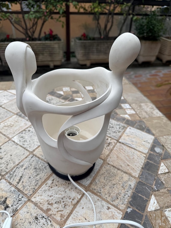Vintage Rara Lampada da tavolo "Amanti" Bongelli Preziosi in Marmorino bianco