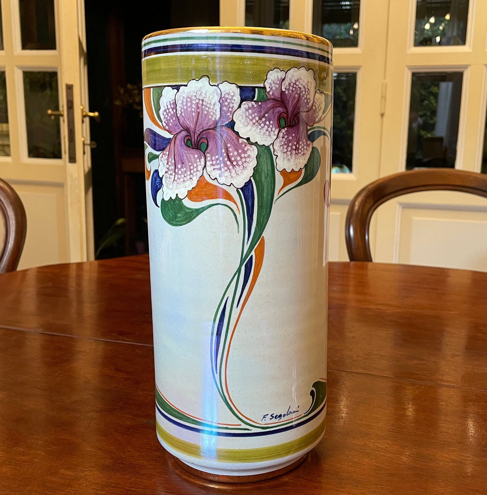 Vintage '80s Tall Ceramic Vase Gialletti Pimpinelli Deruta