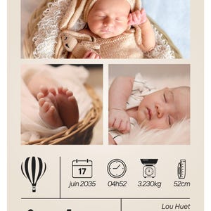 Beige birth announcement template