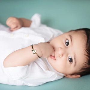 Sterling Silver Baby Bracelet with Panda Charm | Beaded Infant or Toddler Bracelet | Unisex Newborn Gift | Personalized Baby Shower Jewelry