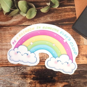 Kawaii Rainbow Glossy Vinyl Sticker - Naklejki - Tęcza