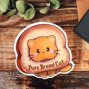 Cute Ginger Cat Glossy Vinyl Sticker - Cat Stickers - Ginger Cat - Soft Bread